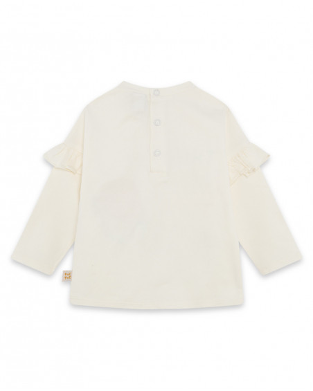 Tee-shirt en jersey message fille beige basicos kids Tee-shirt en jersey message fille beige basicos kids