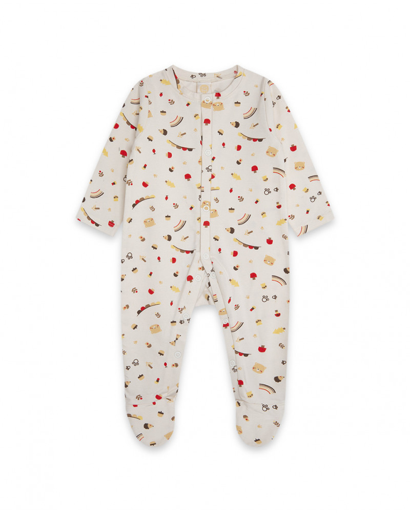 Grenouillère en jersey long avec pieds garçon beige brownie