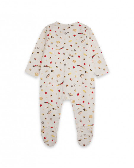Grenouillère en jersey long avec pieds garçon beige brownie Grenouillère en jersey long avec pieds garçon beige brownie