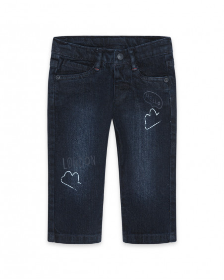 Pantalon en jeans avec poches garçon bleu hello london Pantalon en jeans avec poches garçon bleu hello london