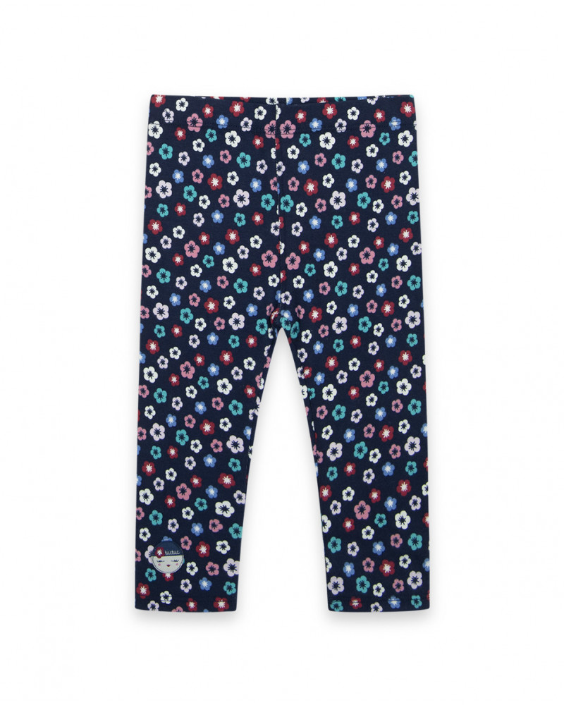 Leggings en jersey fleurs fille bleus kyoto girls