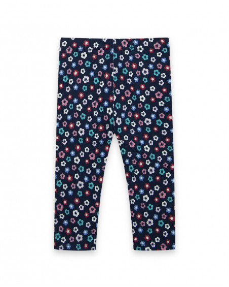 Leggings en jersey fleurs fille bleus kyoto girls Leggings en jersey fleurs fille bleus kyoto girls