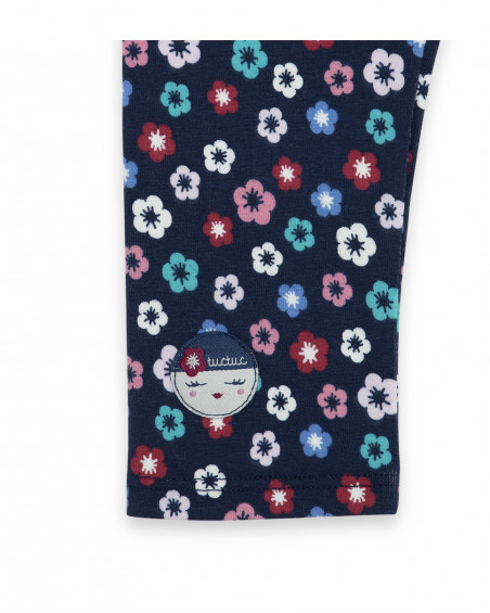 Leggings en jersey fleurs fille bleus kyoto girls Leggings en jersey fleurs fille bleus kyoto girls