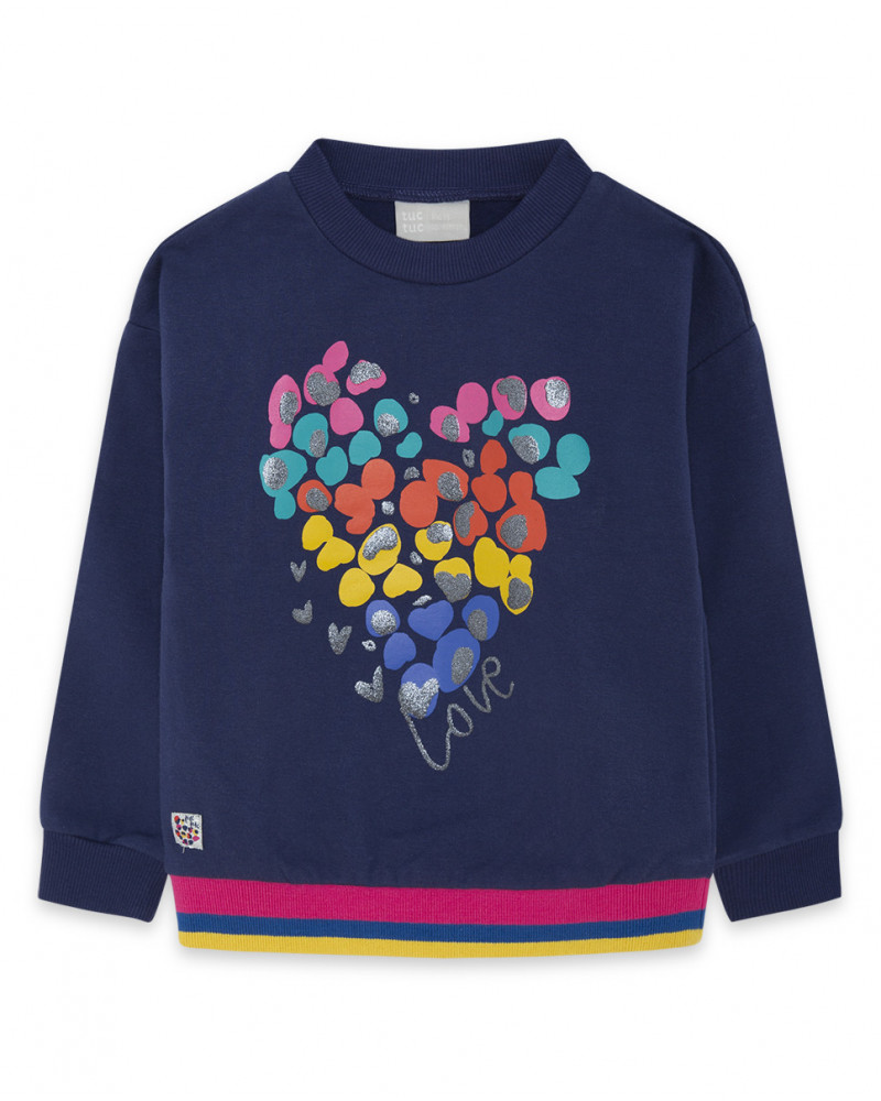 Sweat-shirt en peluche fermée sans capuche fille bleu best