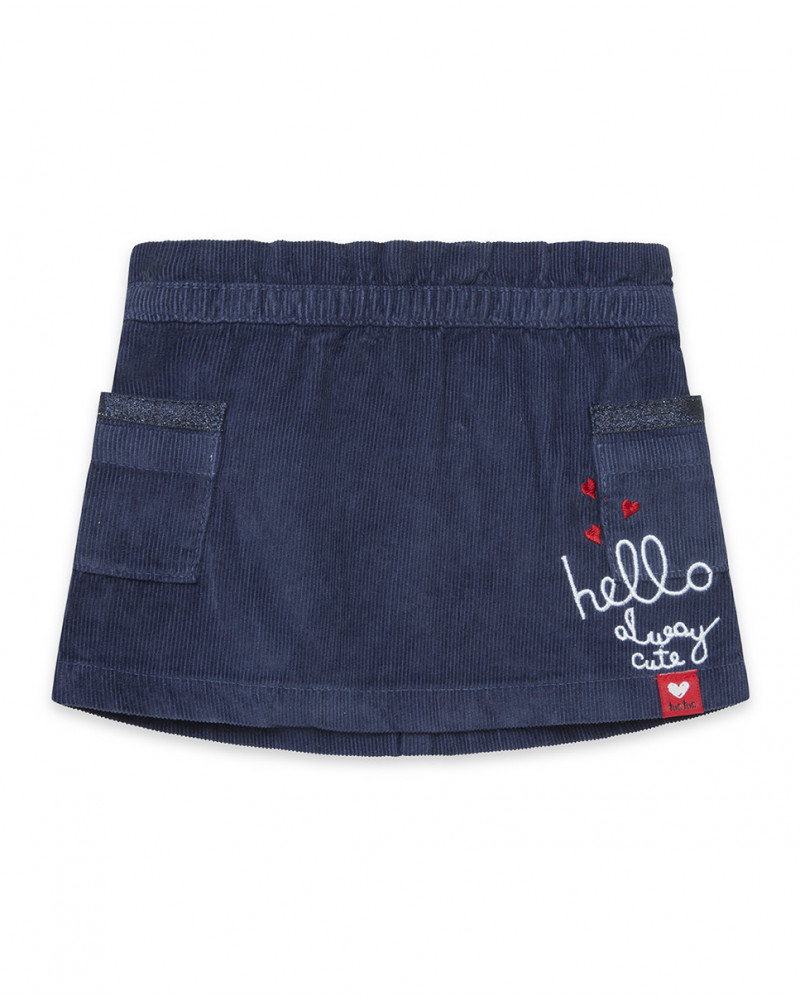 Jupe en velours côtelé avec poches fille bleue hello london