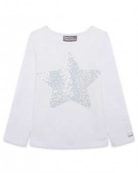 Tee-shirt en jersey étoile fille blanc basicos baby