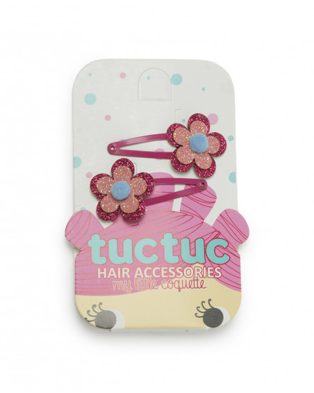 Set 2 barrettes cheveux fleurs fille rose kyoto girls