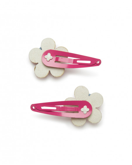 Set 2 barrettes cheveux fleurs fille rose kyoto girls