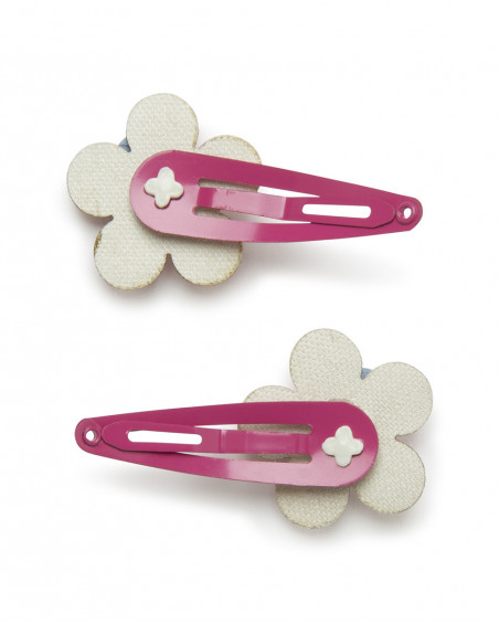Set 2 barrettes cheveux fleurs fille rose kyoto girls