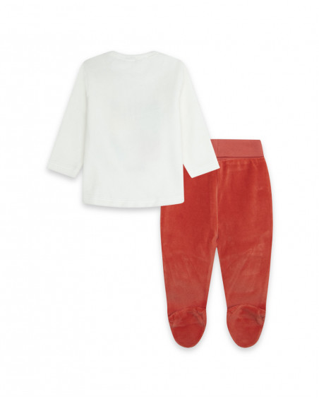 Ensemble velours long avec pieds garçon rouge alphabet Ensemble velours long avec pieds garçon rouge alphabet