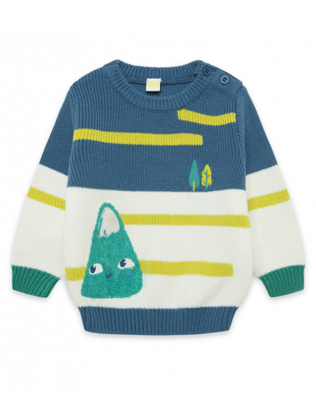 Pull-over en tricot imprimé garçon bleu color hikers Pull-over en tricot imprimé garçon bleu color hikers