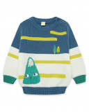 Pull-over en tricot imprimé garçon bleu color hikers Pull-over en tricot imprimé garçon bleu color hikers