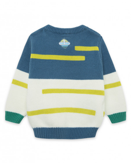 Pull-over en tricot imprimé garçon bleu color hikers Pull-over en tricot imprimé garçon bleu color hikers