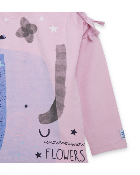 Tee-shirt en jersey imprimée fille rose glaciar Tee-shirt en jersey imprimée fille rose glaciar