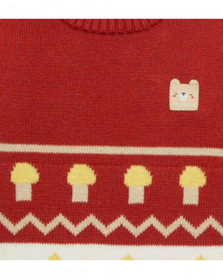 Robe en tricot imprimé fille rouge brownie bears Robe en tricot imprimé fille rouge brownie bears