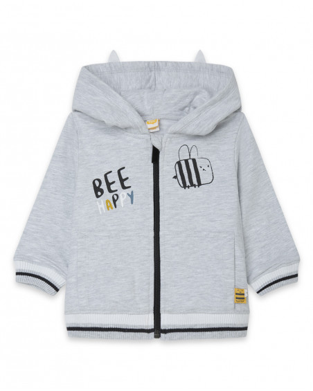 Sweat-shirt capuche en peluche avec fermeture éclair garçon Sweat-shirt capuche en peluche avec fermeture éclair garçon