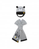 Bonnet et écharpe polaire petit ourson garçon gris bee happy Bonnet et écharpe polaire petit ourson garçon gris bee happy