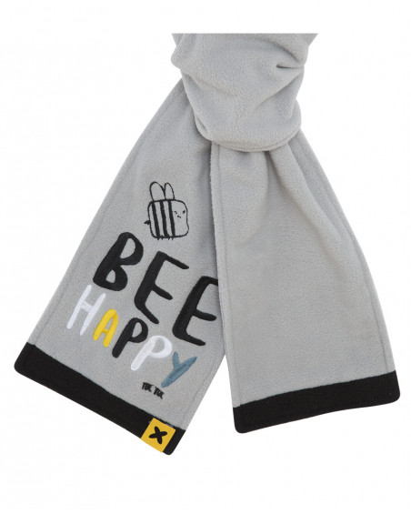 Bonnet et écharpe polaire petit ourson garçon gris bee happy Bonnet et écharpe polaire petit ourson garçon gris bee happy