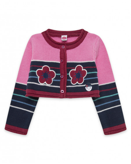 Veste en tricot boutons fille rose kyoto girls Veste en tricot boutons fille rose kyoto girls