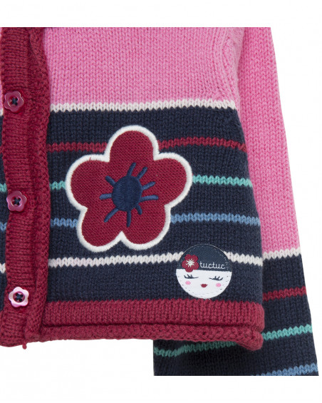 Veste en tricot boutons fille rose kyoto girls Veste en tricot boutons fille rose kyoto girls