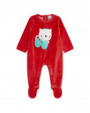 Grenouillère en velours long avec pieds fille rouge alphabet Grenouillère en velours long avec pieds fille rouge alphabet