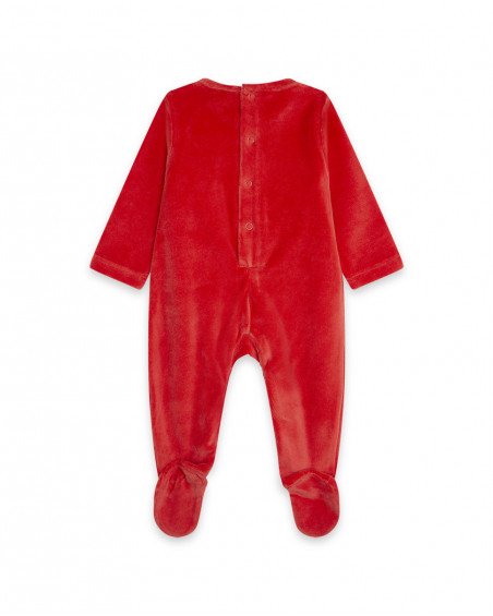 Grenouillère en velours long avec pieds fille rouge alphabet Grenouillère en velours long avec pieds fille rouge alphabet