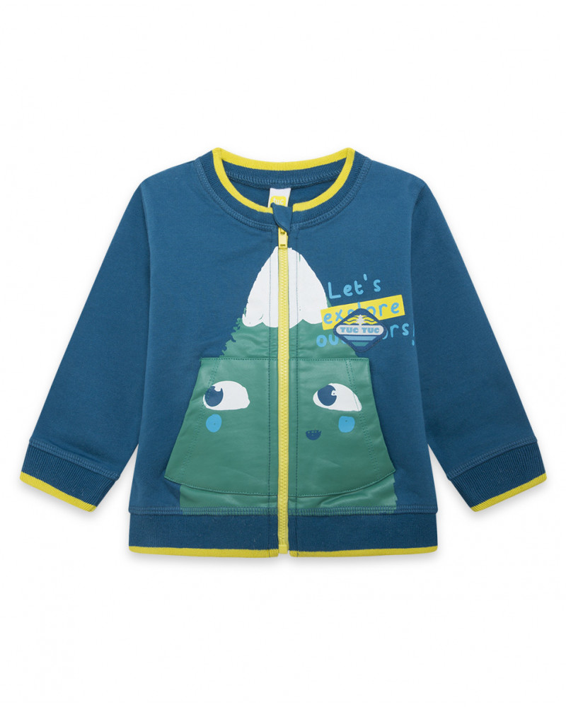 Sweat-shirt en peluche avec fermeture éclair garçon bleu color