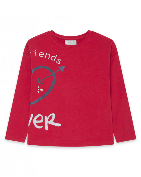 Set 2 tee-shirts en jersey coeur fille rouge best friends 4ever Set 2 tee-shirts en jersey coeur fille rouge best friends 4ever