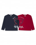 Set 2 tee-shirts en jersey coeur fille rouge best friends 4ever Set 2 tee-shirts en jersey coeur fille rouge best friends 4ever