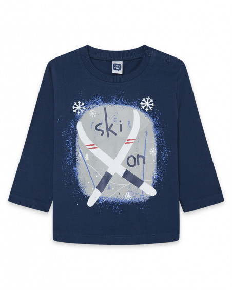 Tee-shirt en jersey message garçon bleu glaciar Tee-shirt en jersey message garçon bleu glaciar