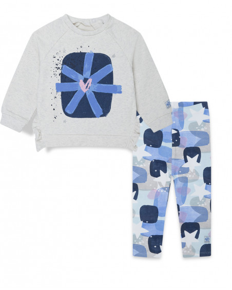 Sweat-shirt et leggings jersey imprimé fille blanc glaciar Sweat-shirt et leggings jersey imprimé fille blanc glaciar