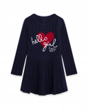 Robe en tricot message fille bleue hello london Robe en tricot message fille bleue hello london