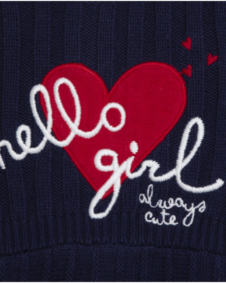 Robe en tricot message fille bleue hello london Robe en tricot message fille bleue hello london