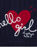 Robe en tricot message fille bleue hello london Robe en tricot message fille bleue hello london