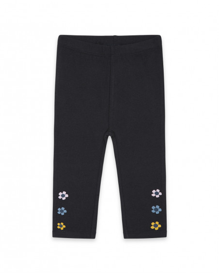 Leggings en coton molletonné fleurs fille gris bee happy Leggings en coton molletonné fleurs fille gris bee happy