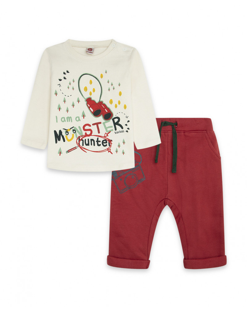 Tee-shirt et pantalon en peluche jogging garçon rouge highlands