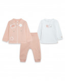Ensemble 3 pièces molletonné e jersey sans pieds fille rose Ensemble 3 pièces molletonné e jersey sans pieds fille rose
