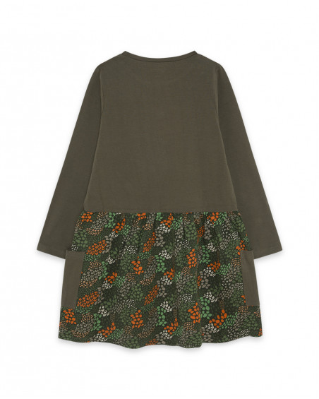 Robe en jersey avec poches fille verte hidden nature