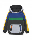 Sweat-shirt capuche en peluche poche kangourou garçon gris Sweat-shirt capuche en peluche poche kangourou garçon gris