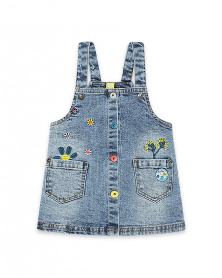 Robe en jeans avec poches fille bleue color hikers Robe en jeans avec poches fille bleue color hikers