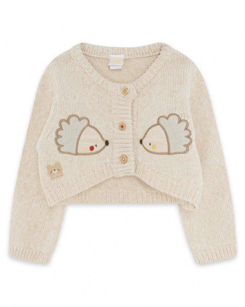 Veste en tricot boutons fille beige brownie bears