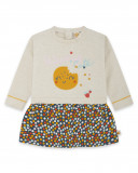 Robe en peluche et jersey imprimé fille beige basicos kids Robe en peluche et jersey imprimé fille beige basicos kids