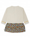 Robe en peluche et jersey imprimé fille beige basicos kids Robe en peluche et jersey imprimé fille beige basicos kids