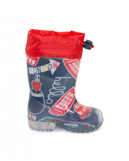 Bottes de pluie lumière imprimées garçon bleues hello london Bottes de pluie lumière imprimées garçon bleues hello london