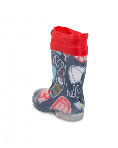 Bottes de pluie lumière imprimées garçon bleues hello london Bottes de pluie lumière imprimées garçon bleues hello london