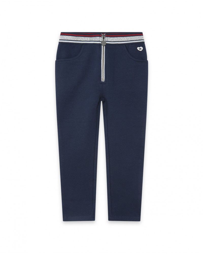 Leggings en coton molletonné avec fermeture éclair fille bleus