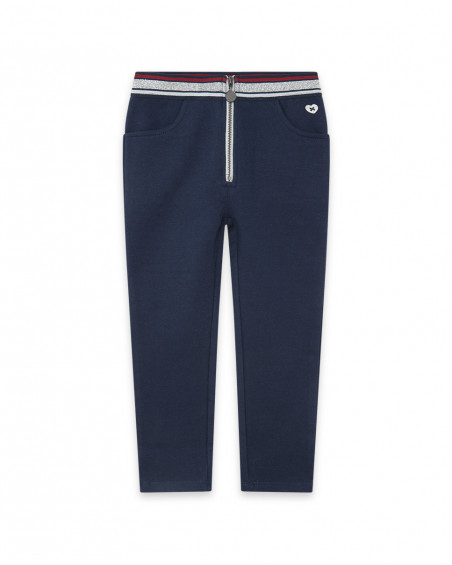 Leggings en coton molletonné avec fermeture éclair fille bleus