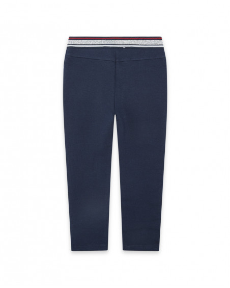 Leggings en coton molletonné avec fermeture éclair fille bleus
