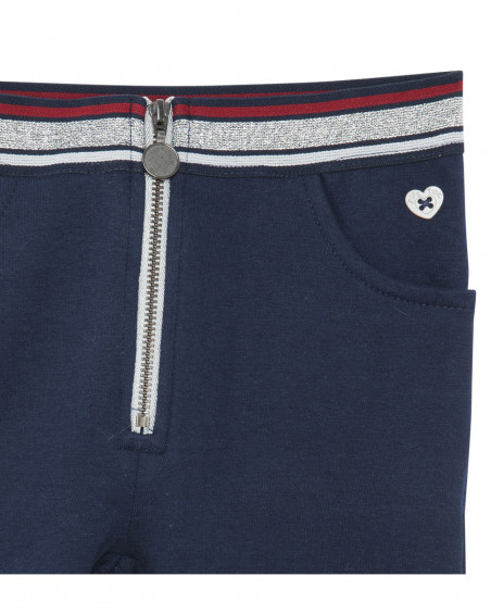 Leggings en coton molletonné avec fermeture éclair fille bleus