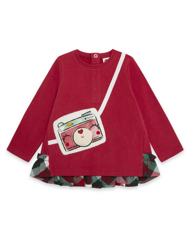 Tee-shirt flanelle et jersey sac fille rouge highlands